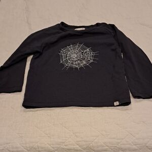 Children's Black Long Sleeve Spider Web Tee